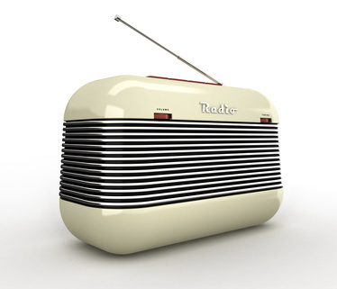 Old beige vintage retro style radio receiver isolated on white b